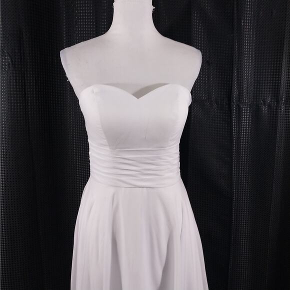 NWT! STUNNING PURE WHITE CHIFFON STRAPLESS GOWN! WEDDING, PROM! SZ XS - Picture 3 of 13